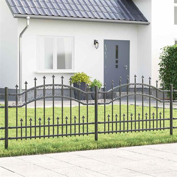 Grote foto vidaxl tuin hek grijs 115 cm poedergecoat staal tuin en terras hekken en schuttingen