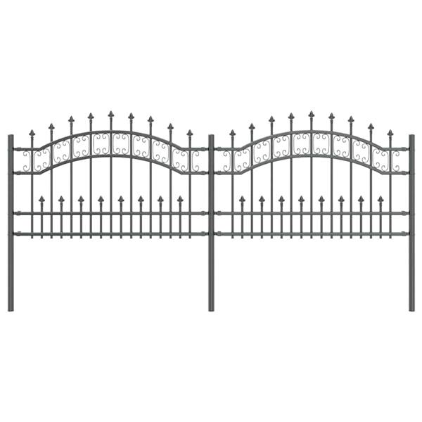 Grote foto vidaxl tuin hek grijs 115 cm poedergecoat staal tuin en terras hekken en schuttingen