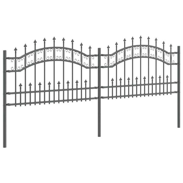 Grote foto vidaxl tuin hek grijs 115 cm poedergecoat staal tuin en terras hekken en schuttingen