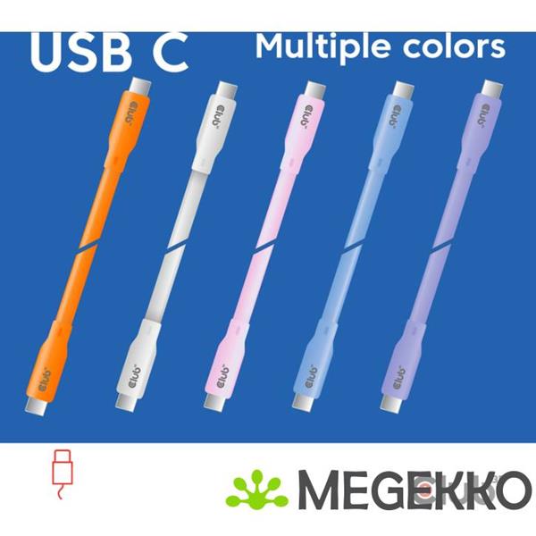 Grote foto club3d usb4 gen 3x2 20gbps 240w usb type c 2m paars computers en software overige computers en software