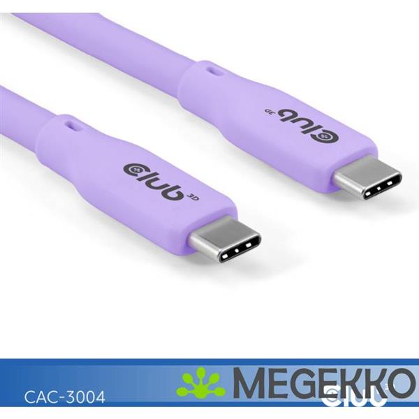 Grote foto club3d usb4 gen 3x2 20gbps 240w usb type c 2m paars computers en software overige computers en software