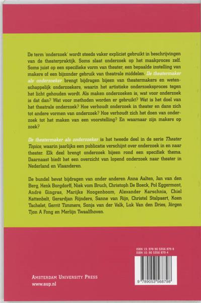 Grote foto de theatermaker als onderzoeker theater topics boeken fotografie en design