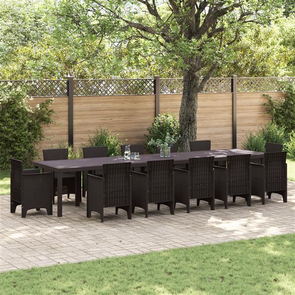 Grote foto vidaxl tuinstafel bruin 400 x 100 x 73 cm poly rattan tuin en terras tuinmeubelen