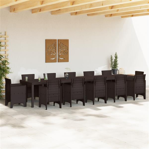 Grote foto vidaxl tuinstafel bruin 400 x 100 x 73 cm poly rattan tuin en terras tuinmeubelen