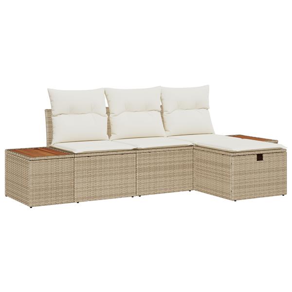 Grote foto vidaxl tuin sofa set met kussen 4 pcs beige 55 x 62 x 69 cm poly riet tuin en terras tuinmeubelen