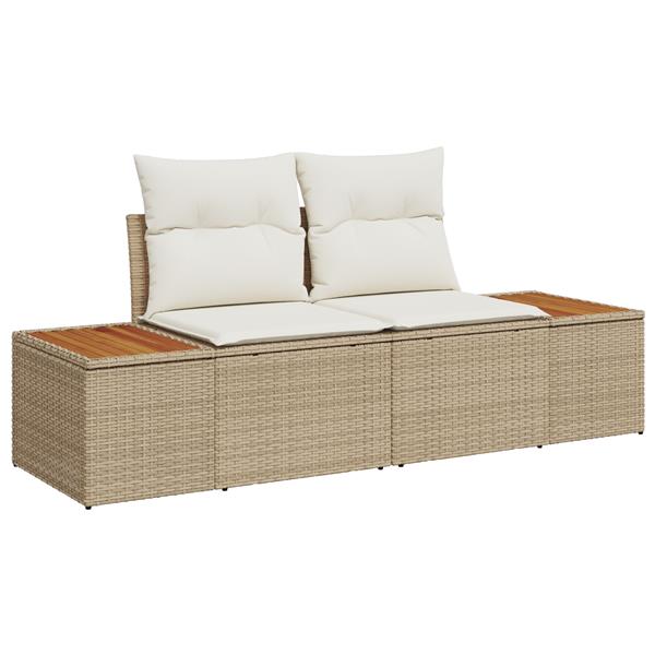 Grote foto vidaxl tuin sofa set met kussen 4 pcs beige 55 x 62 x 69 cm poly riet tuin en terras tuinmeubelen