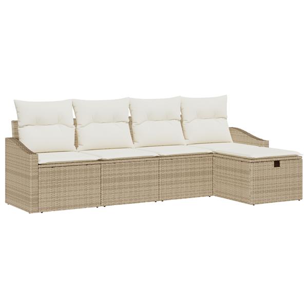 Grote foto vidaxl tuin sofa set 5 pcs beige 233 x 117 x 85 cm poly riet tuin en terras tuinmeubelen