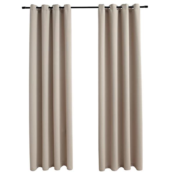 Grote foto vidaxl gordijn verduisterend met metalen ringen 2 st 140x245 cm beige huis en inrichting gordijnen en lamellen