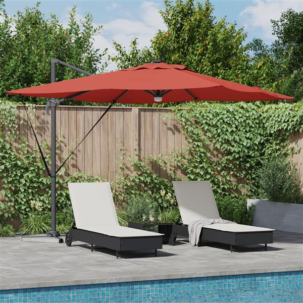 Grote foto vidaxl roma parasol rood 286 x 285 x 270 cm aluminium en polyester tuin en terras overige tuin en terras