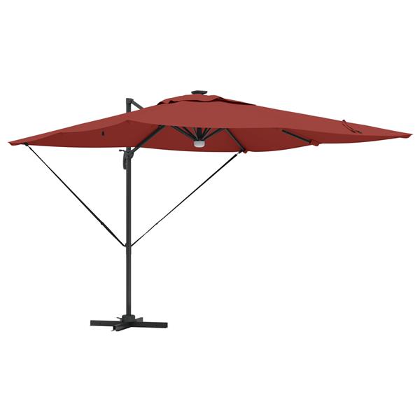 Grote foto vidaxl roma parasol rood 286 x 285 x 270 cm aluminium en polyester tuin en terras overige tuin en terras