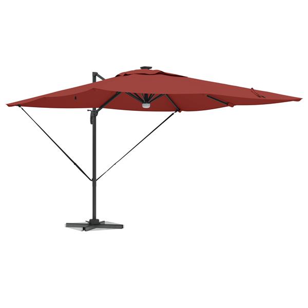 Grote foto vidaxl roma parasol rood 286 x 285 x 270 cm aluminium en polyester tuin en terras overige tuin en terras