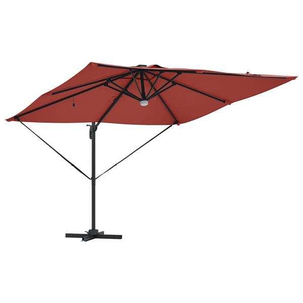 Grote foto vidaxl roma parasol rood 286 x 285 x 270 cm aluminium en polyester tuin en terras overige tuin en terras