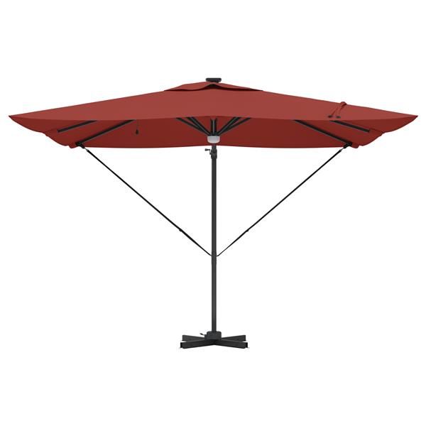 Grote foto vidaxl roma parasol rood 286 x 285 x 270 cm aluminium en polyester tuin en terras overige tuin en terras