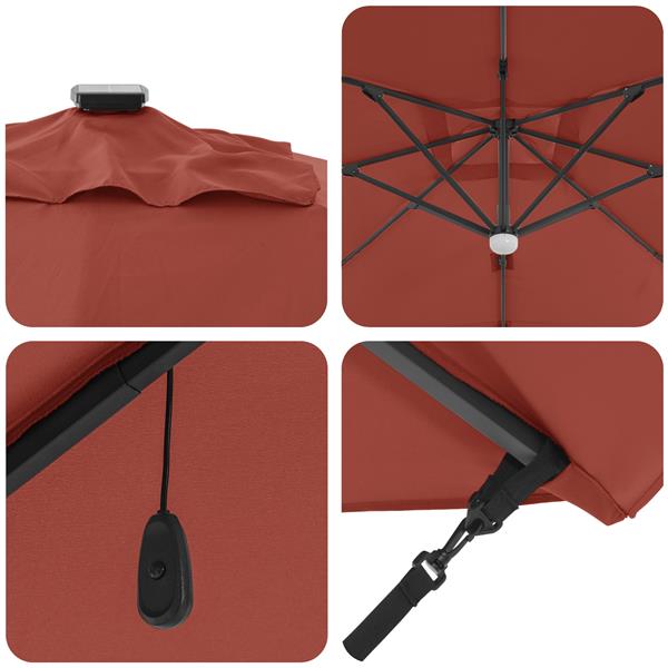 Grote foto vidaxl roma parasol rood 286 x 285 x 270 cm aluminium en polyester tuin en terras overige tuin en terras