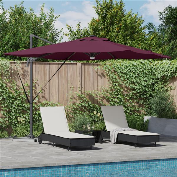 Grote foto vidaxl roma parasol rood 286 x 285 x 270 cm aluminium en polyester tuin en terras overige tuin en terras