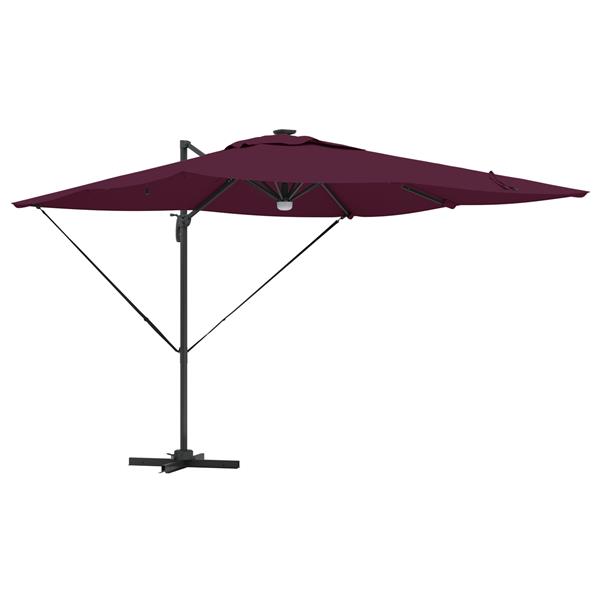Grote foto vidaxl roma parasol rood 286 x 285 x 270 cm aluminium en polyester tuin en terras overige tuin en terras