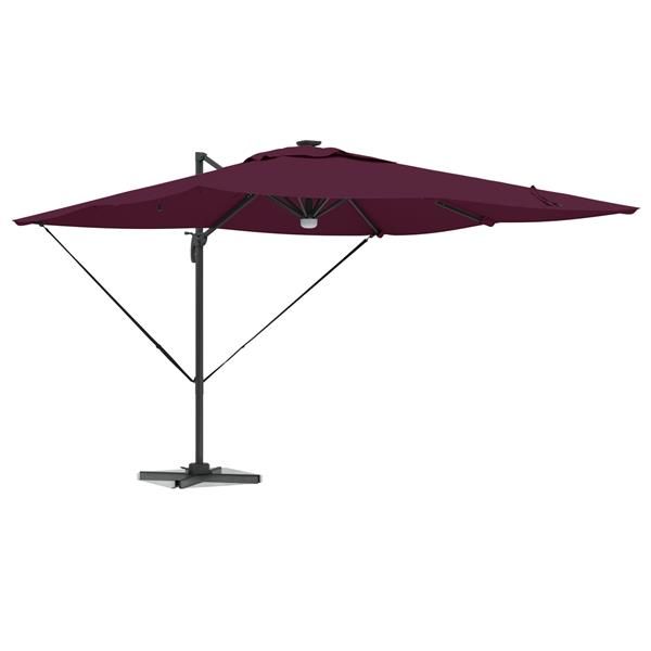 Grote foto vidaxl roma parasol rood 286 x 285 x 270 cm aluminium en polyester tuin en terras overige tuin en terras