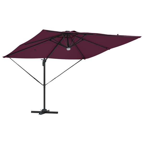 Grote foto vidaxl roma parasol rood 286 x 285 x 270 cm aluminium en polyester tuin en terras overige tuin en terras