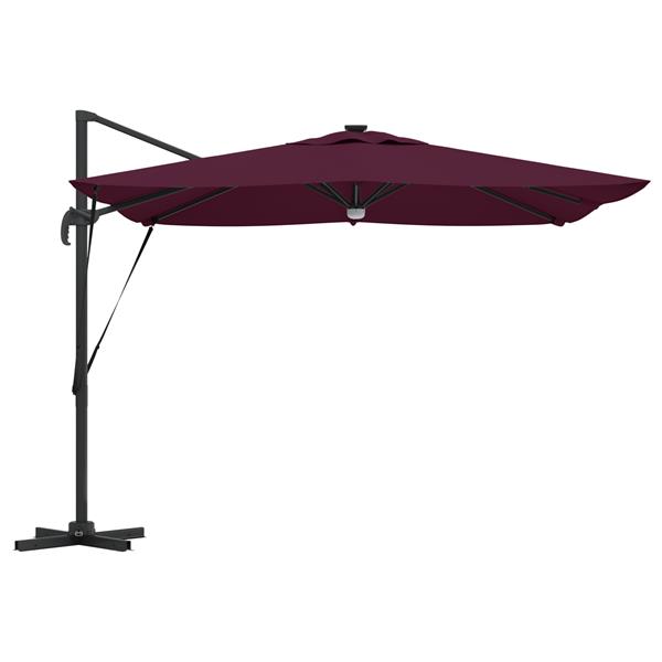 Grote foto vidaxl roma parasol rood 286 x 285 x 270 cm aluminium en polyester tuin en terras overige tuin en terras