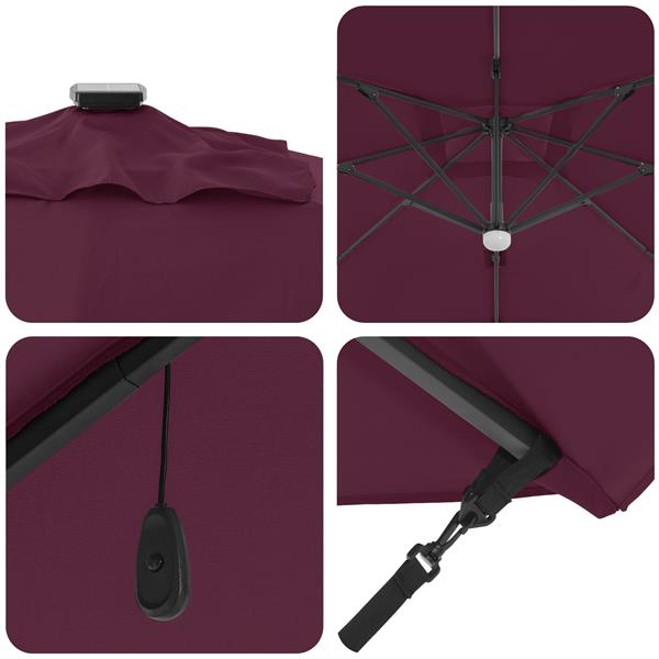 Grote foto vidaxl roma parasol rood 286 x 285 x 270 cm aluminium en polyester tuin en terras overige tuin en terras