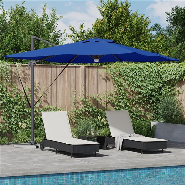 Grote foto vidaxl roma parasol blauw 286 x 285 x 270 cm aluminium en polyester tuin en terras overige tuin en terras