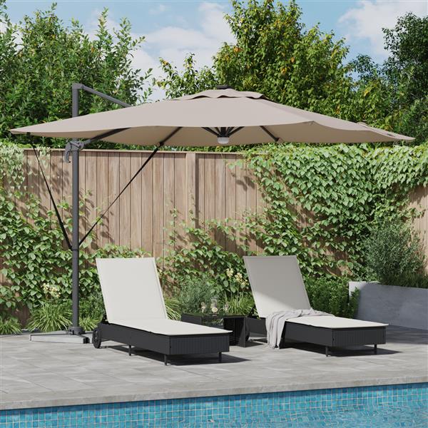 Grote foto vidaxl roma parasol taupe 286 x 285 x 270 cm aluminium en polyester tuin en terras overige tuin en terras