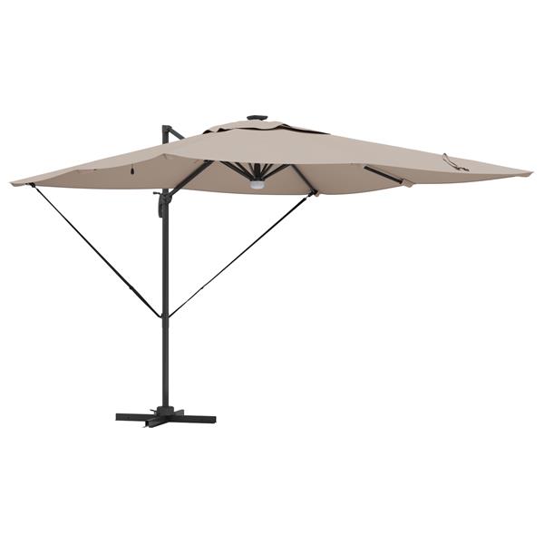 Grote foto vidaxl roma parasol taupe 286 x 285 x 270 cm aluminium en polyester tuin en terras overige tuin en terras