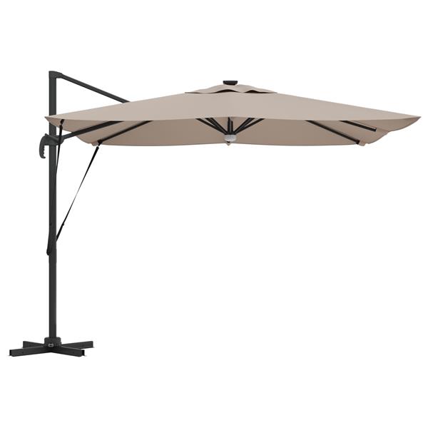 Grote foto vidaxl roma parasol taupe 286 x 285 x 270 cm aluminium en polyester tuin en terras overige tuin en terras