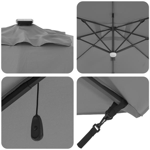 Grote foto vidaxl roma parasol met led striplichten antraciet 286 x 285 x 270 cm tuin en terras overige tuin en terras