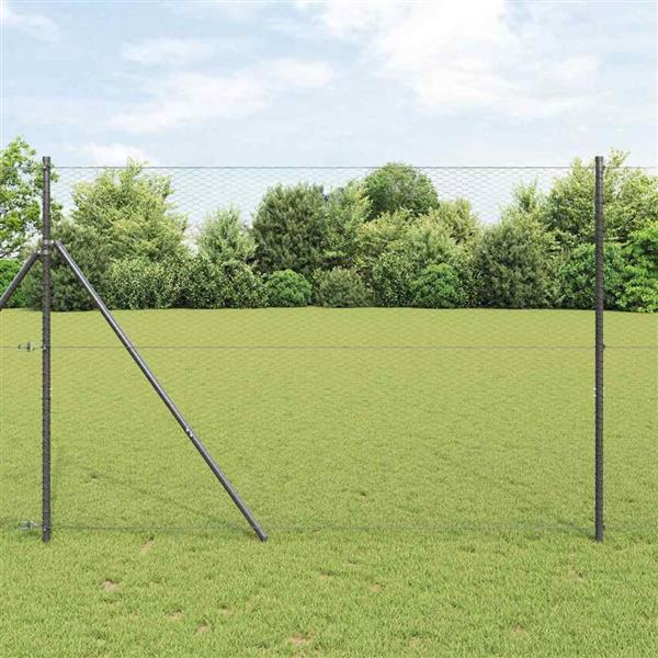 Grote foto vidaxl hexagon hek grijs 1.6 x 10 m staal tuin en terras hekken en schuttingen