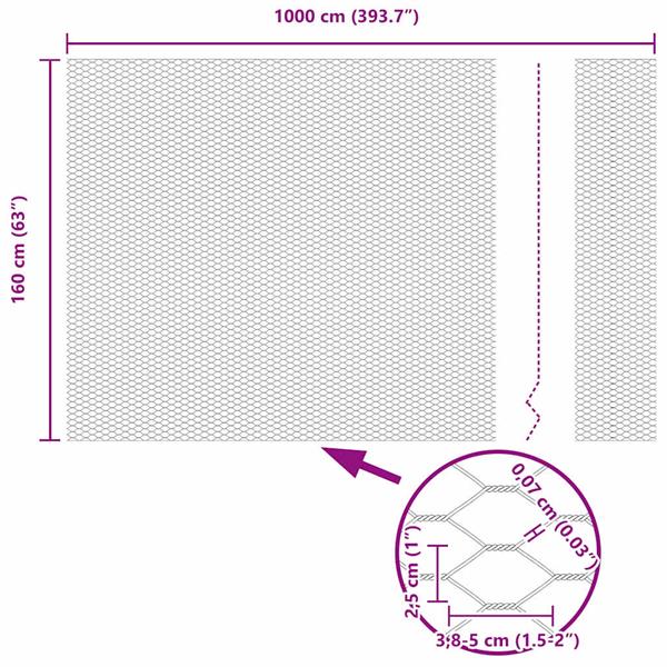 Grote foto vidaxl hexagon hek grijs 1.6 x 10 m staal tuin en terras hekken en schuttingen