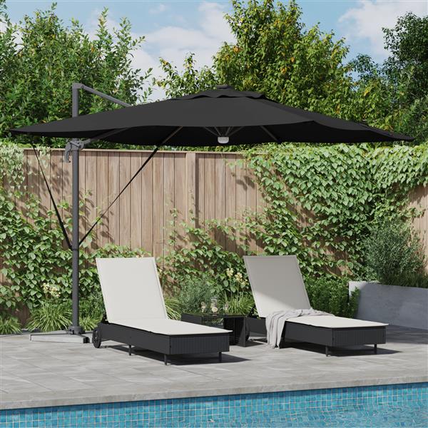 Grote foto vidaxl roma parasol zwart 286 x 285 x 270 cm aluminium en polyester tuin en terras overige tuin en terras