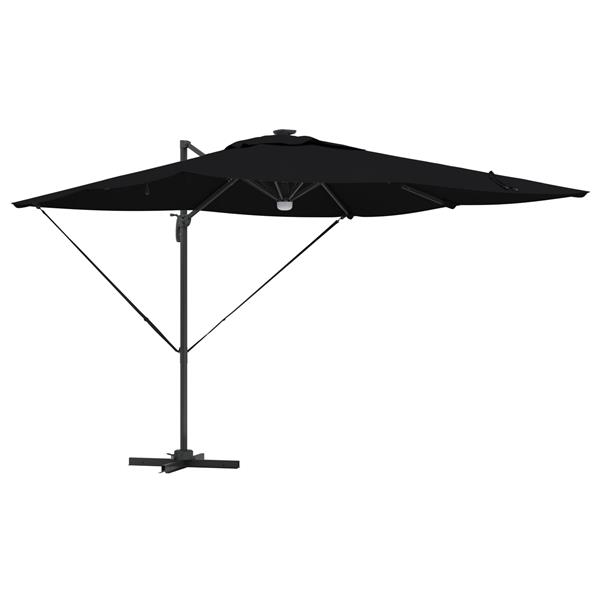 Grote foto vidaxl roma parasol zwart 286 x 285 x 270 cm aluminium en polyester tuin en terras overige tuin en terras