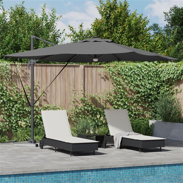 Grote foto vidaxl roma parasol met led striplichten antraciet 286 x 285 x 270 cm tuin en terras overige tuin en terras