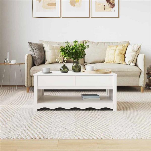 Grote foto vidaxl salontafel drammen wit 99 x 55 x 45 cm massief grenenhout huis en inrichting eettafels