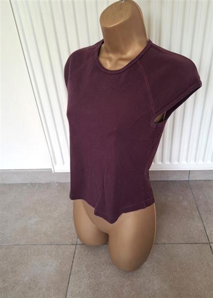 Grote foto aubergine t shirt met superkorte mouwen 36 38 kleding dames t shirts