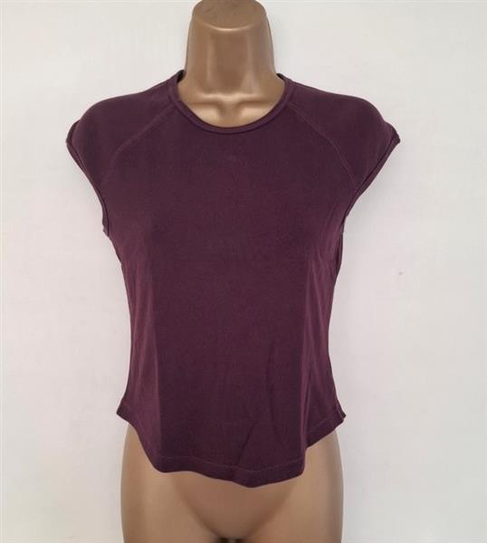 Grote foto aubergine t shirt met superkorte mouwen 36 38 kleding dames t shirts