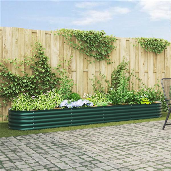 Grote foto vidaxl verhoogde plantenbak groen 400 x 80 x 44 cm staal tuin en terras overige tuin en terras