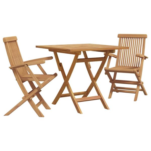 Grote foto vidaxl tuin eetset 3 pcs bruin massief teakhout tuin en terras tuinmeubelen
