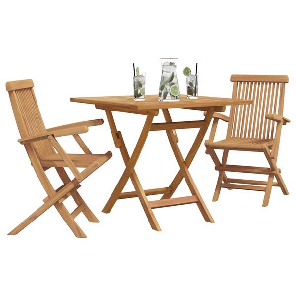 Grote foto vidaxl tuin eetset 3 pcs bruin massief teakhout tuin en terras tuinmeubelen