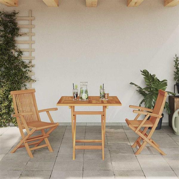 Grote foto vidaxl tuin eetset 3 pcs bruin massief teakhout tuin en terras tuinmeubelen