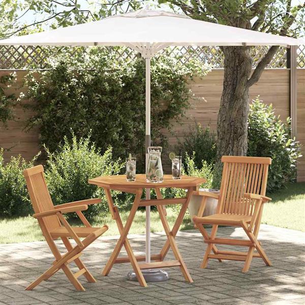 Grote foto vidaxl tuin eetset 3 pcs bruin massief teakhout tuin en terras tuinmeubelen