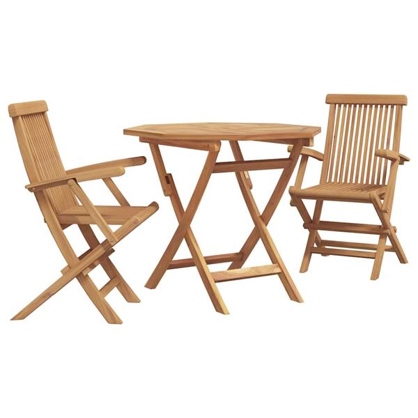 Grote foto vidaxl tuin eetset 3 pcs bruin massief teakhout tuin en terras tuinmeubelen