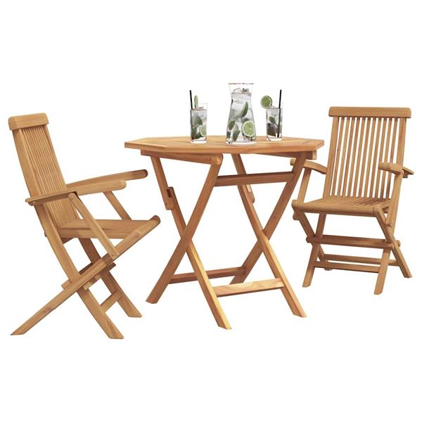 Grote foto vidaxl tuin eetset 3 pcs bruin massief teakhout tuin en terras tuinmeubelen