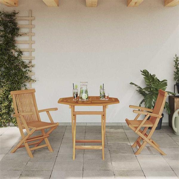 Grote foto vidaxl tuin eetset 3 pcs bruin massief teakhout tuin en terras tuinmeubelen
