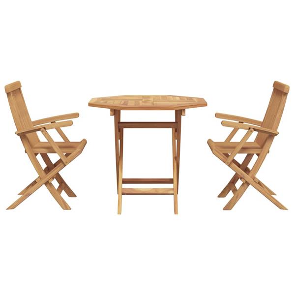 Grote foto vidaxl tuin eetset 3 pcs bruin massief teakhout tuin en terras tuinmeubelen