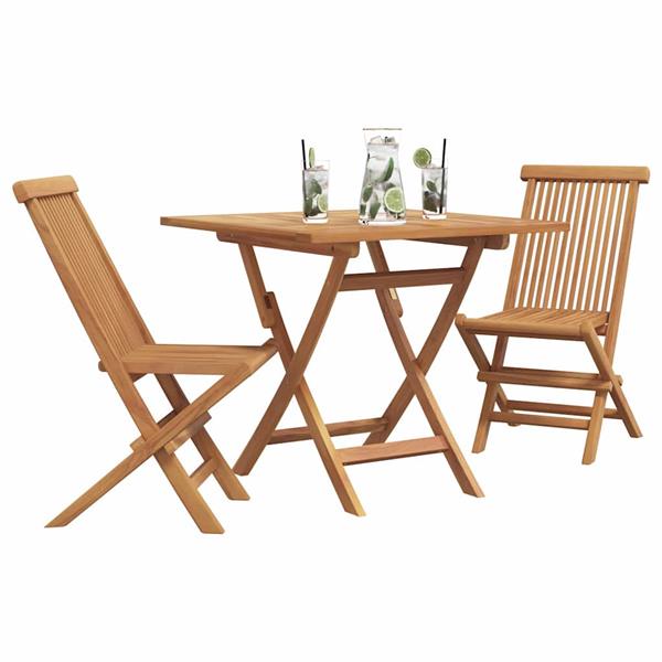Grote foto vidaxl tuin eetset 3 pcs bruin massief teakhout tuin en terras tuinmeubelen