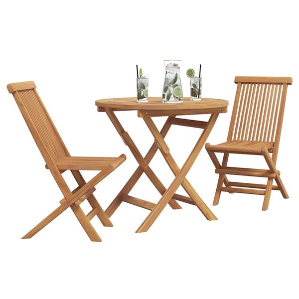 Grote foto vidaxl tuin eetset 3 pcs bruin massief teakhout tuin en terras tuinmeubelen