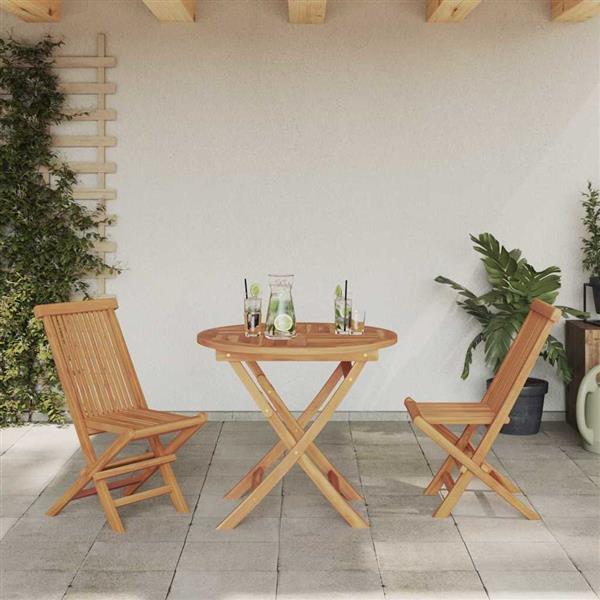 Grote foto vidaxl tuin eetset 3 pcs bruin massief teakhout tuin en terras tuinmeubelen