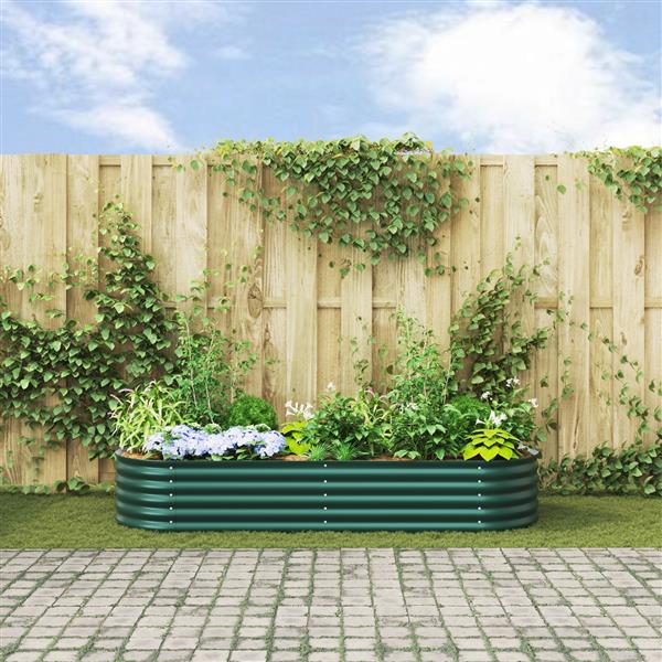 Grote foto vidaxl verhoogde plantenbak groen 240 x 80 x 44 cm staal tuin en terras overige tuin en terras